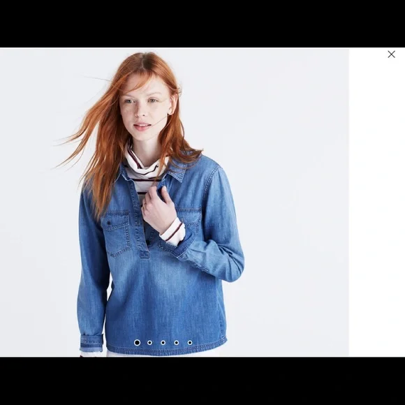 Madewell Tops Nwt Madewell Denim Pocket Popover Shirt Top Size